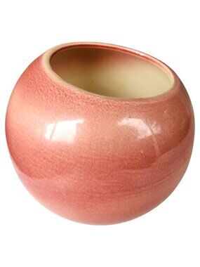 Vtg Hull Pottery Cookie Jar B8 Apple Crescent Jar Red Drip Glaze Canister NO Lid